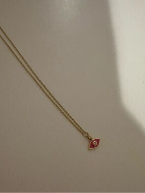 Dainty pink evil eye necklace